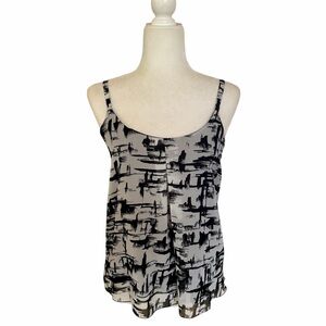 EUC ABS Allen Schwartz Black & White Monochrome Abstract Women's Tank Top, Sz S